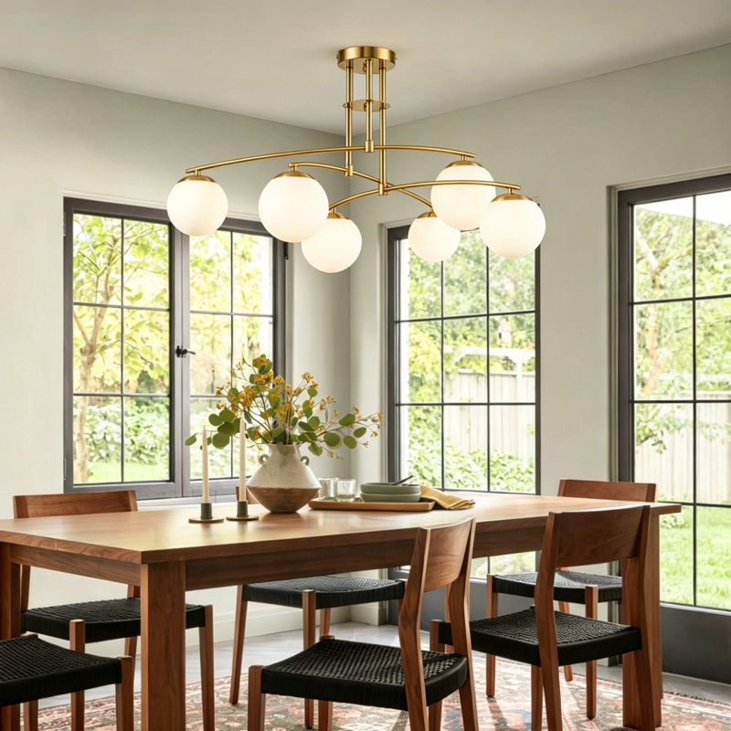 6- Light Glass Bubble Semi Flush Mount