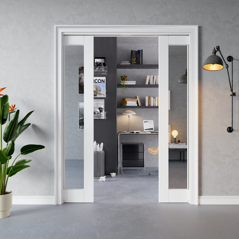 Porte intérieure coulissante avec miroir, 64 po x 80 po, 2
