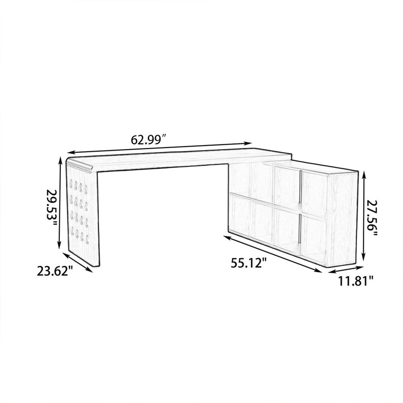 Bureau rectangulaire brun en bois massif, H 29,53 po x l 62,99 po x P 23,62 po