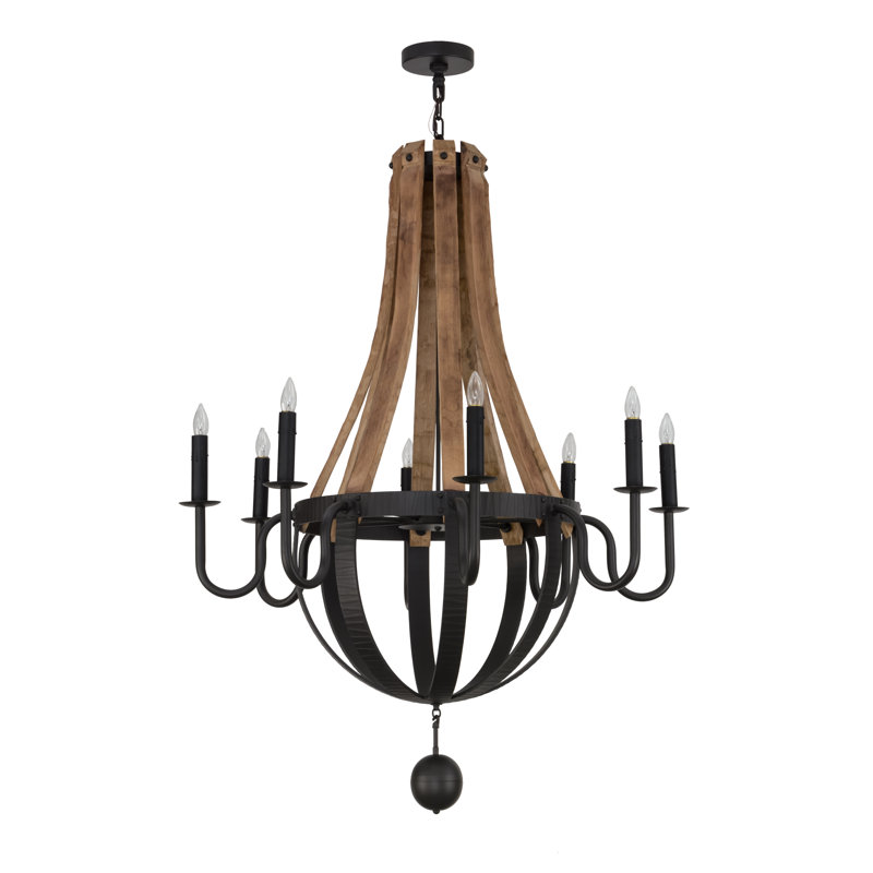 8 - Light Chandelier, Dark Brown, 48" H x 43" W x 43" D