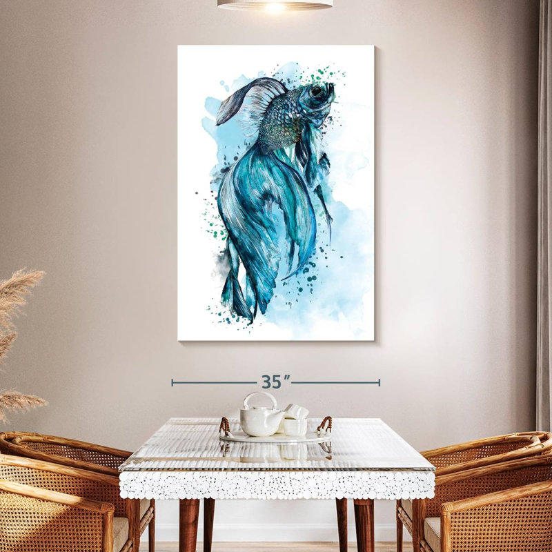 Blue Betta Fish Splash, 51" H x 34" W
