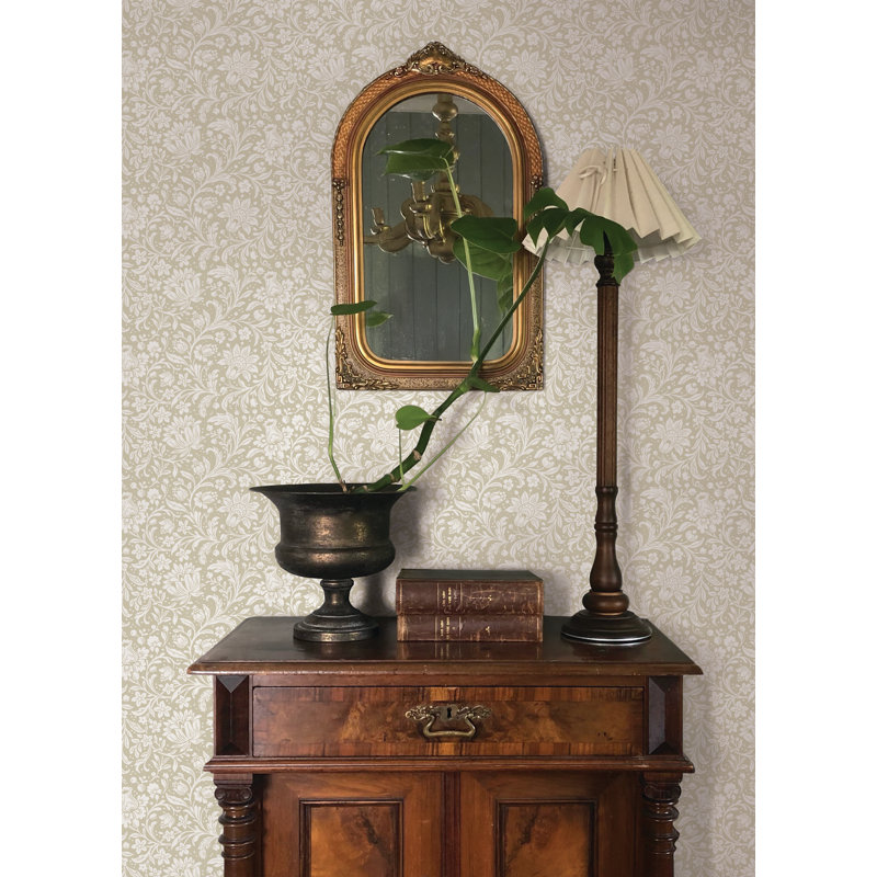 Papier peint floral beige Hague, Beige