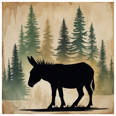 Donkey Silhouette Forest Scene Bedding Donkey Bedspread Animal