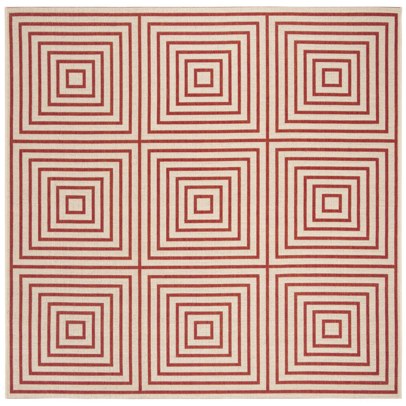 Tapis d'intérieur / extérieur géométrique Kelli Beach House, Carré 6 pi 7 po