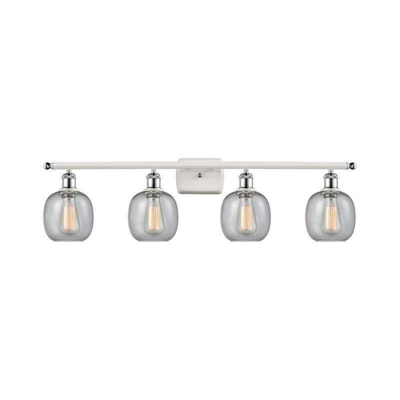 Éclairage de salle de bain à intensité variable 4 lumières Carlucci, Grainé, Ampoule incandescente rétro de 60 watts