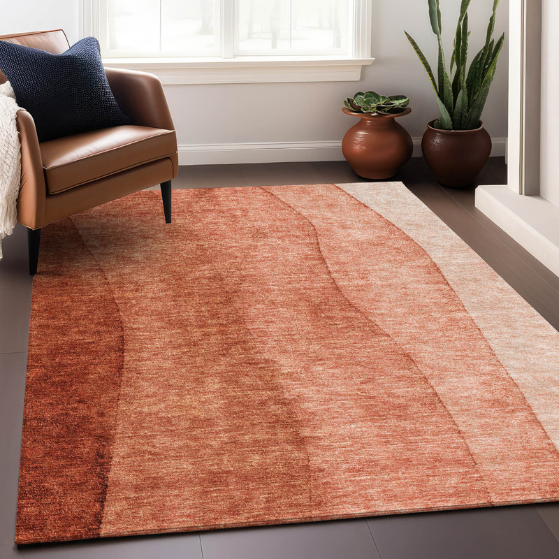 Premium Machine Washable Prisco Paprika Rug, Rectangle 5' x 7'6"