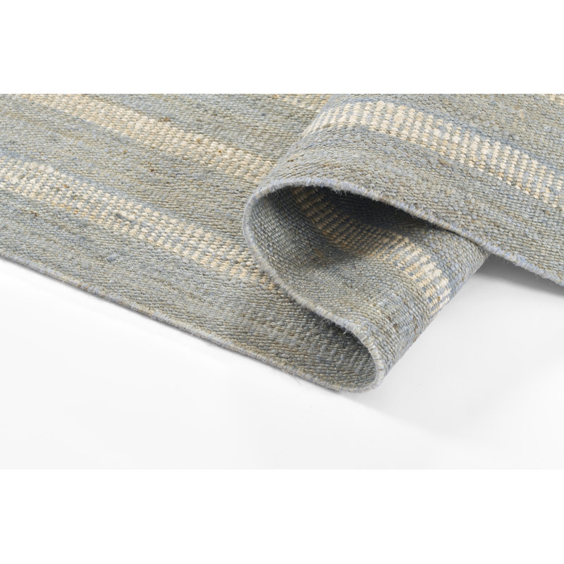Momeni Jango Hand Woven Jute and Cotton Striped Blue Area Rug 9'9" X 13'9", Rectangle 9'9" x 13'9"