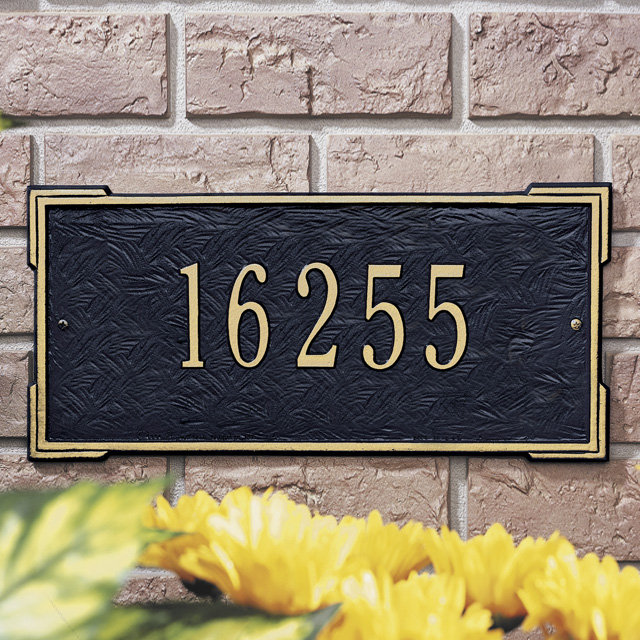 Plaque d'adresse murale 1 ligne Roanoke, Vert et or, Oui