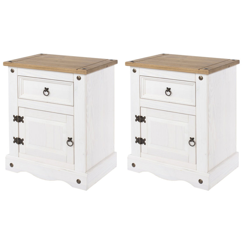 Corona 53cm W Solid Wood Bedside Table, White