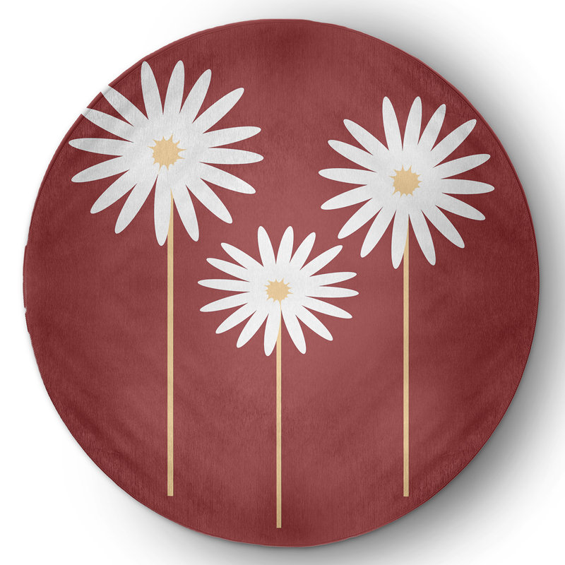 Altom Chenille Floral Indoor Rug, Round 5'