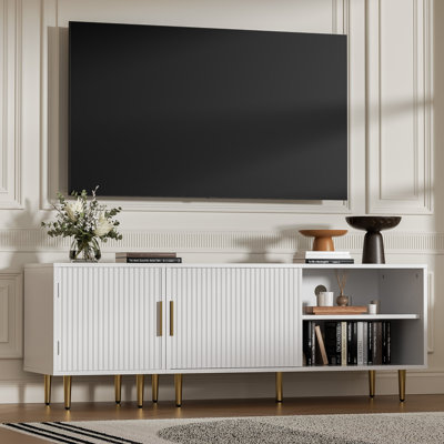 Combined Modern TV Stand For 55/60/65 Inch TV, Small Entertainment Center With Adjustable Shelf, TV Media Stand With Storage Cabinet, TV Console With Gold Legs For Living Room, Bedroom