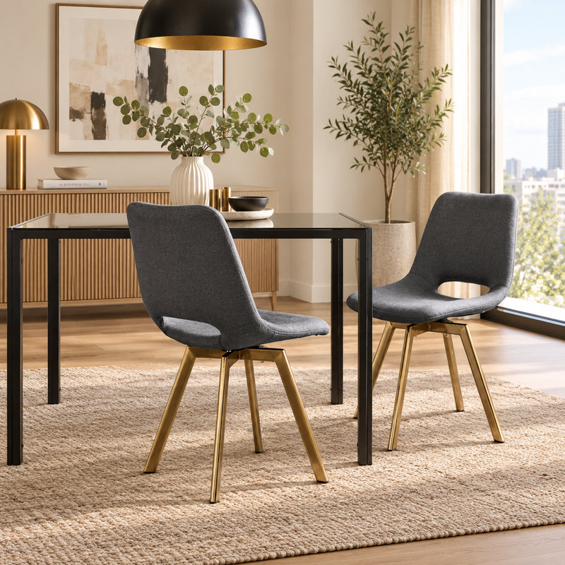 Steinsel Dining Chair, Dark Grey, Brass