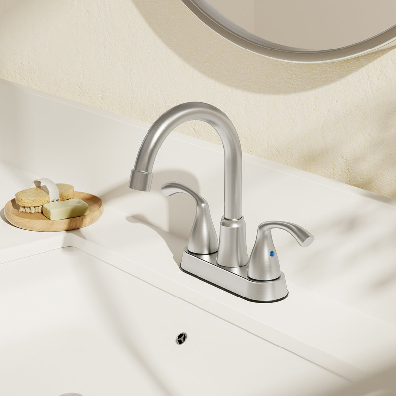 NO 2-handle Bathroom Faucet with Drain Assembly, Brushed Nickel