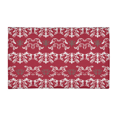 Tapis rouge / blanc Damask