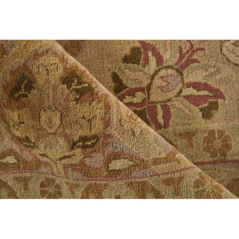 Ivory Floral Hand-Knotted Wool Rectangular Area Rug