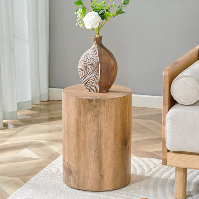 11.8-Inch Diameter X 15.7 Inch Height Simple Wood Grain Cylindrical Coffee Table Mdf Material Living Room Furniture Suitable For Industrial Style Living Rooms