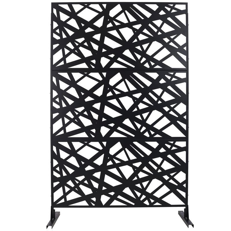 Paravent autoportant en métal pour terrasse, patio ou jardin | Panneau de clôture extérieur / intérieur | H 76 po x l 48 po | Noir | Idée de cadeau