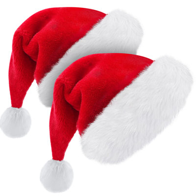 Jyvon Santa Hats Red Christmas Santa Hat with Plush Brim and Comfort Liner for Christmas Party Decorations