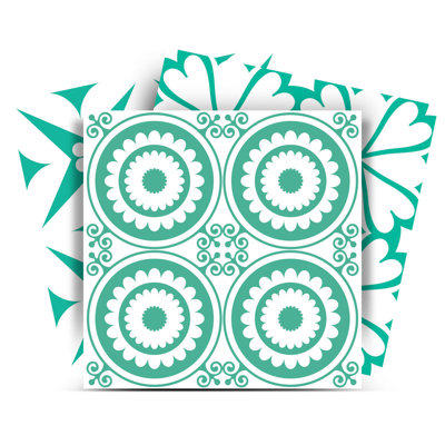 Carreaux amovibles pelez et collez vert clair et blanc 12 po x 12 po Geo