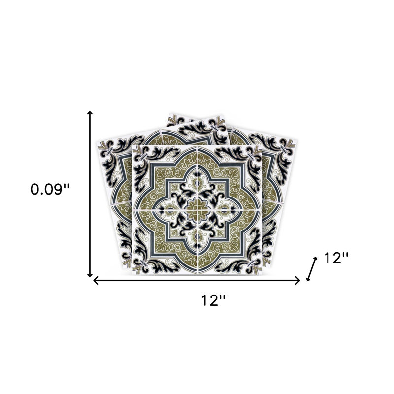 Carrelage à peler et à coller amovible vert olive 12 po x 12 po