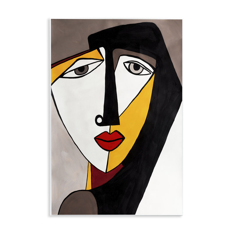  Cubist Bold Face Wall Plaque Art by Ruth Fromstein, H 19 po x l 13 po