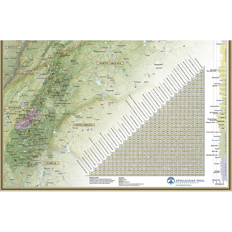 Carte stratifiée du sentier des Appalaches