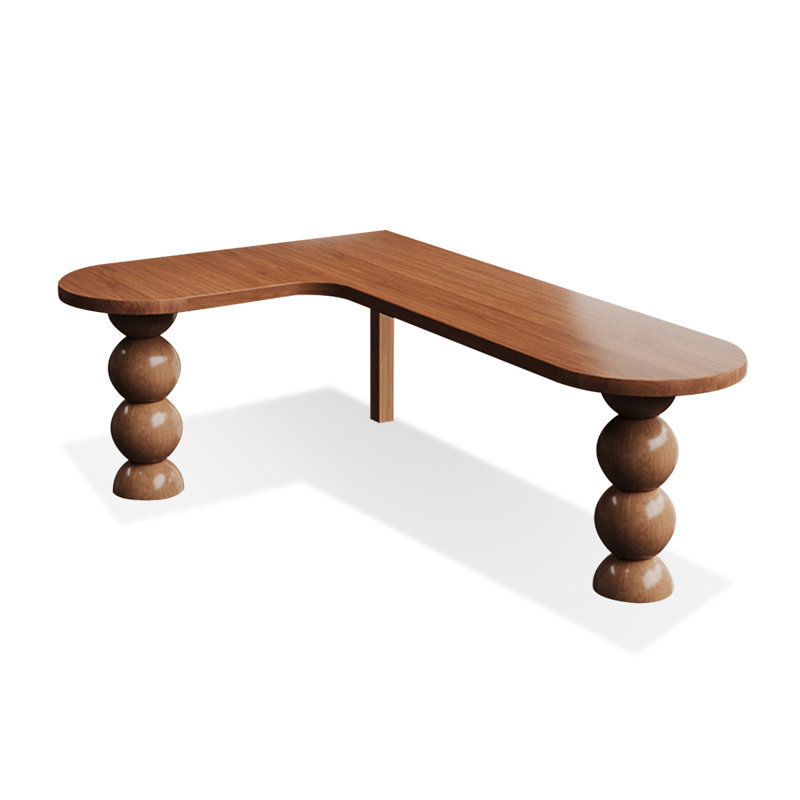Bureau brun en bois massif en forme de L, H 29,53 po x l 78,74 po x P 47,24 po, Retour à gauche