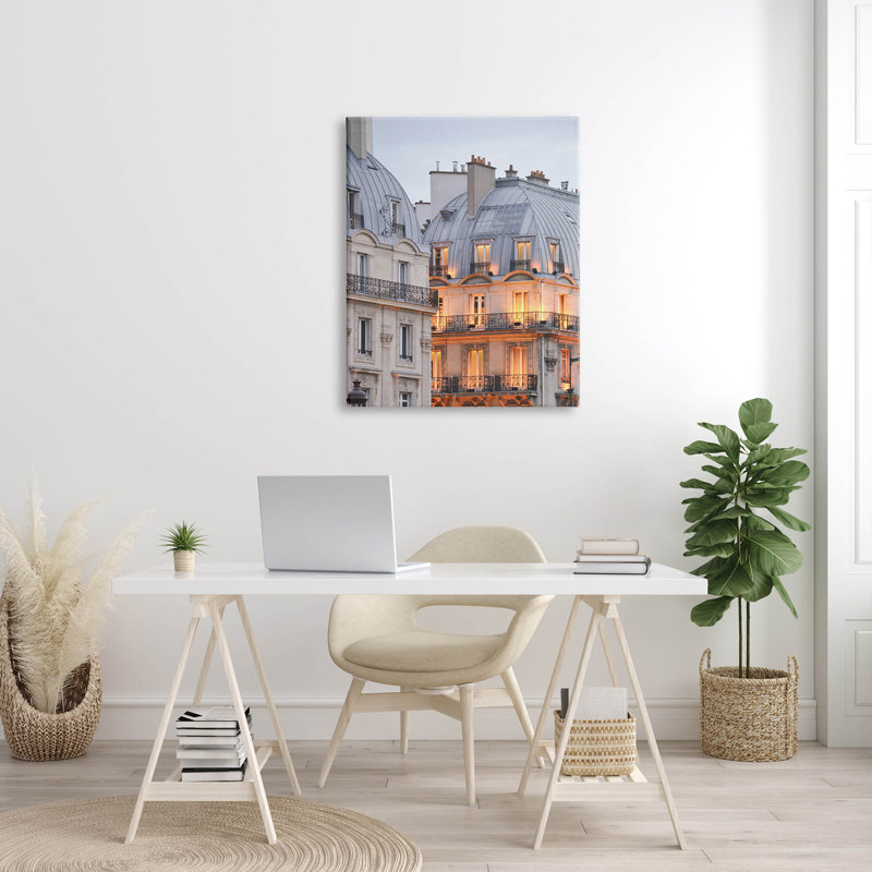 Art européen sur toile, paysage urbain européen par Carina Okula, H 40 po x l 30 po x P 1,5 po