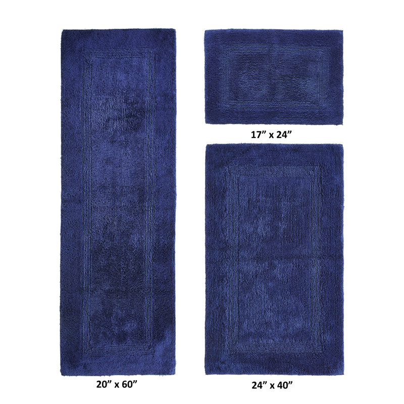 Annerose Premium 100% Cotton 3 Piece Bath Rug Sets, Machine Washable, Super Absorbent & Tufted Weave Reversible Bath Mat for Bathroom, Shower, and Tub, Oeko-Tex Certified Bathroom Rugs