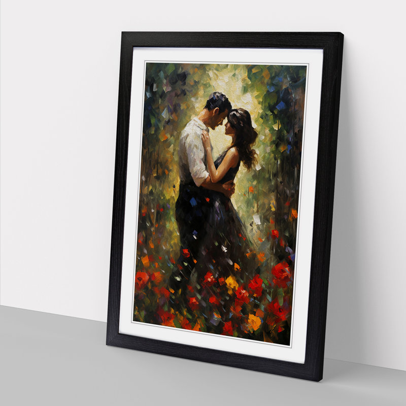 XYZ-FRM-V1223-4394 Lovers Impressionism No.2 - Single Picture Frame Print on Wood, Black , 34cm H x 25cm W x 2cm D