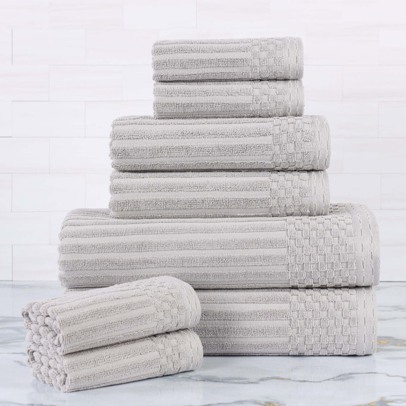 Collection de serviettes en coton Soho Spa, Argent, Ensemble de serviettes 8 pièces