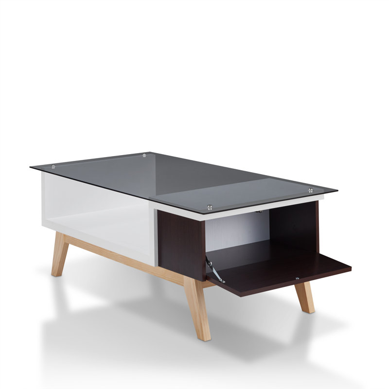 Alijah Glass Top Single Coffee Table, Espresso