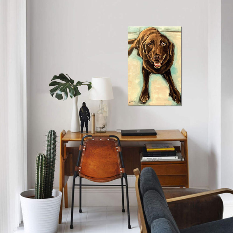 « chocolate lab » par hippie hound studios, impression sur toile tendue, H 18 po x l 12 po x P 1,5 po, Pas de tapis