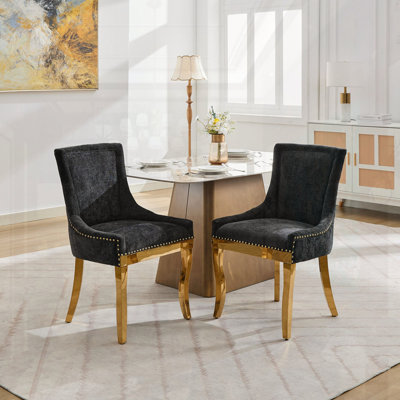 Ensemble de 2 chaises en chenille de style moderne