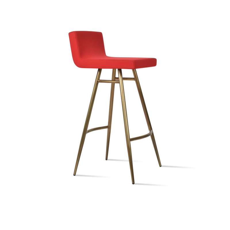 Tabouret Dallas Galata 008, Tabouret de comptoir (siège d'une hauteur de 25,5, Rouge d’époque, Noir