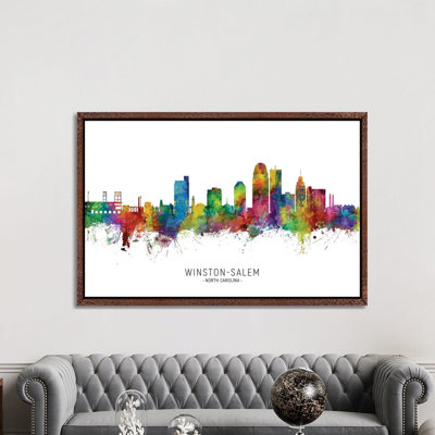 Winston Salem Skyline City Name by Michael Tompsett - Print on Canvas