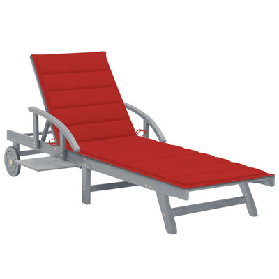 Chaise longue simple en acacia 80 po avec coussins Stanstead