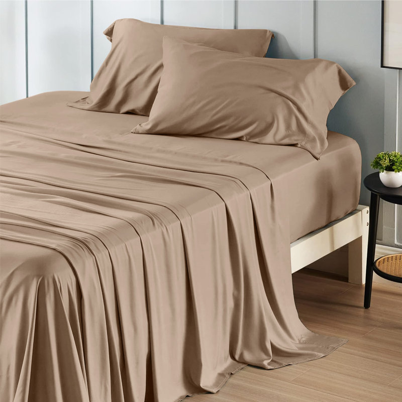 200 Thread Count Egyptian-Like Cotton Flat Sheet – Breathable, Soft and Wrinkle-Free, Beige, Super King (6')