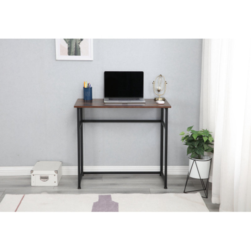 Petit bureau d'ordinateur bureau à la maison pliable pour petits espaces (brun rustique et noir)