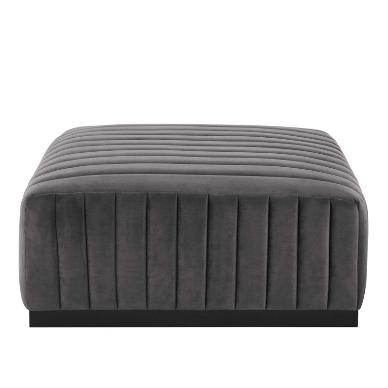 Gray Velvet Tufted Six-Piece Sectional with Ottoman