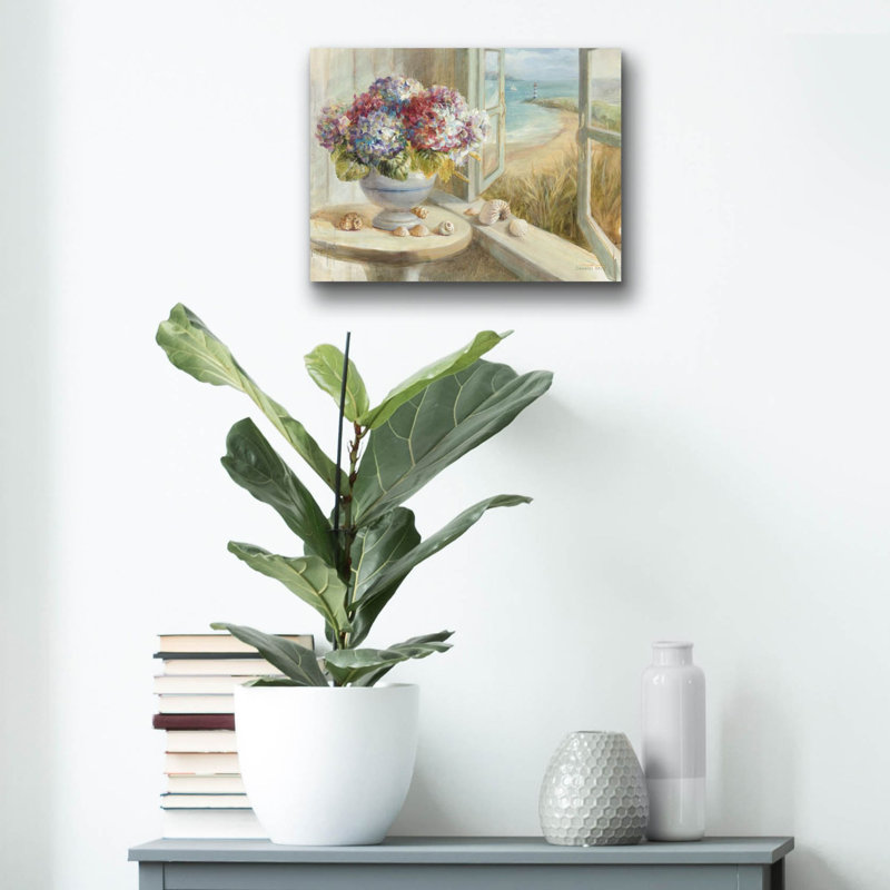 «Coastal Hydrangea» par Danhui Nai, art mural en verre acrylique, H 12 po x l 16 po x P 0,13 po
