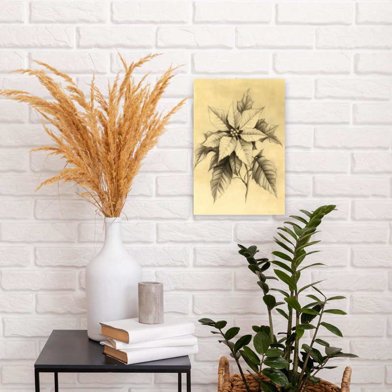 «Elegant Poinsettia», impression élégante de fleur de poinsettia traditionnelle rétro, art mural, 18" H x 12" W