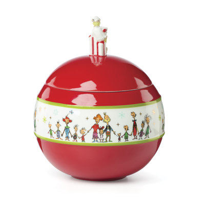 Lenox Merry Grinchmas Covered Candy Jar Townspeople