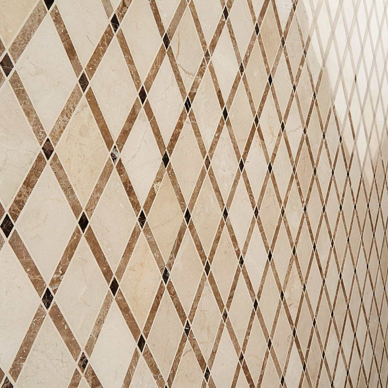Imperial Blend Polished Marble Mosaic Tile, Woodland/Beige