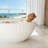 67” Freestanding Soaking Solid Surface Bathtub Egg-Shell Design In White With Vertical Texture