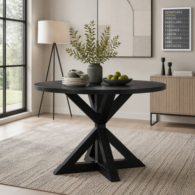 Round Dining Table with Cross-Buck Base