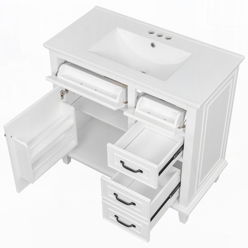 Meuble-lavabo 36 po avec comptoir en céramique, Blanc