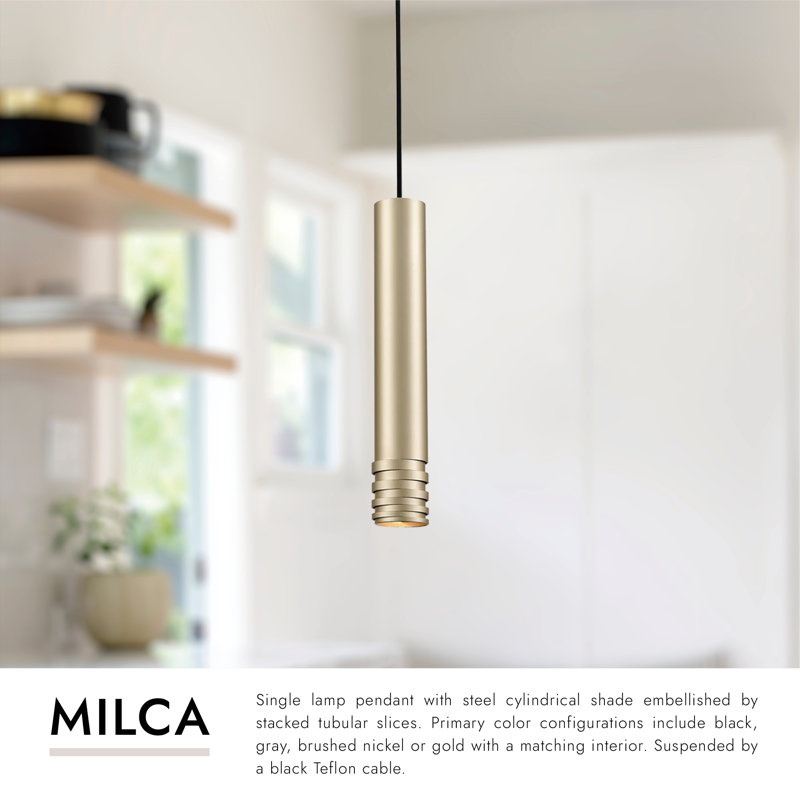 Milca 1 - Light Pendant, Gold, 14.625" H x 2.375" W x 2.375" D