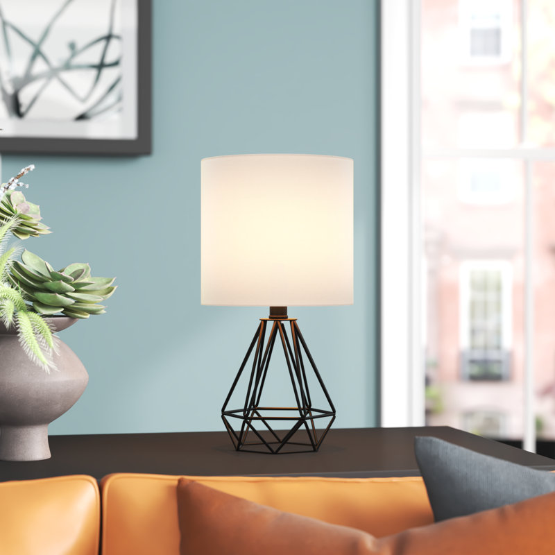 Lampe de table moderne à base géométrique en métal noir, Noir, noir, noir, noir