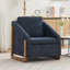 Fauteuil moderne en tissu de chenille, assise rembourrée et structure en bois - cadre de fauteuil bleu, confortable pour le salon-985760110